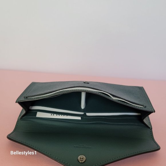 COACH Wyn Envelope Crossgrain Leather Wallet- Forest color - Picture 14 of 16
